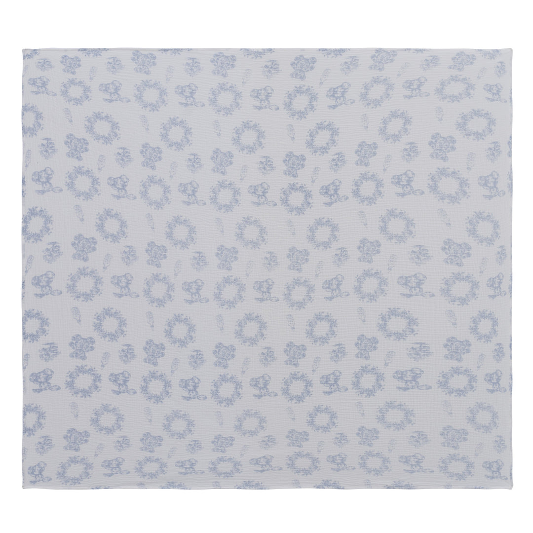 Kipp Baby white and blue Petit Toile cotton swaddle for newborns