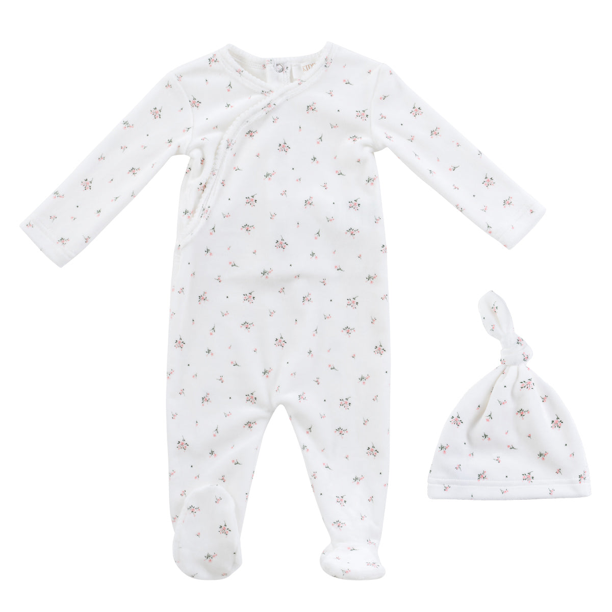 Kipp Baby White Pink Lil Blooms Footie + Hat