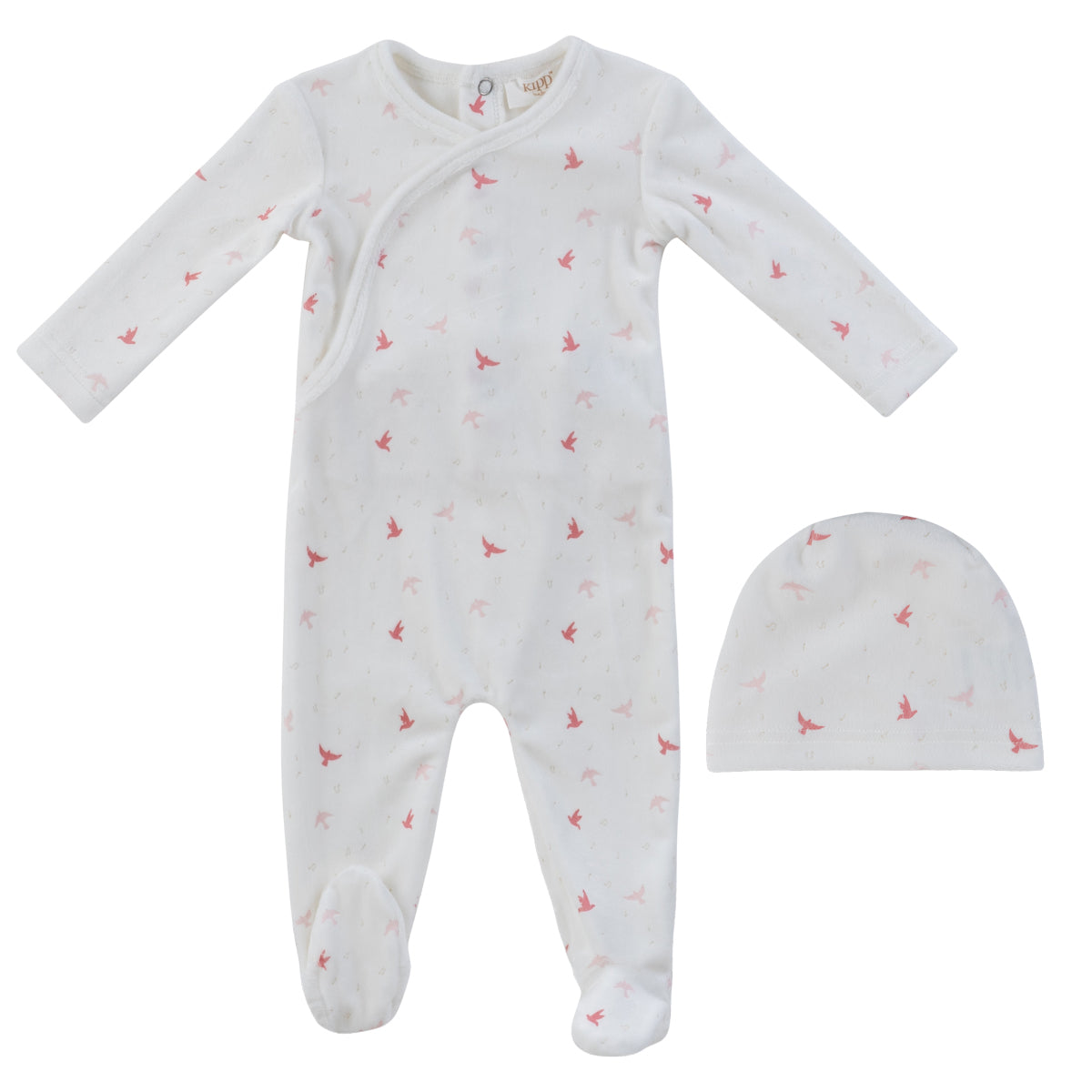 Kipp Baby White Pink Songbird Footie + Hat