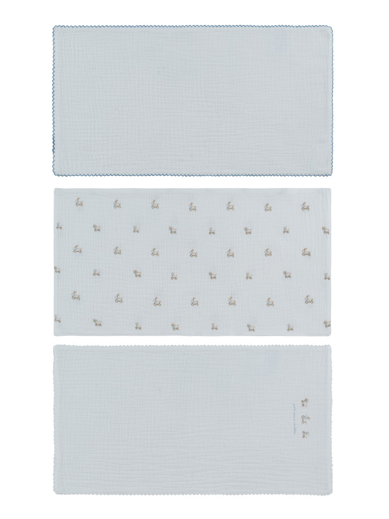 Kipp Baby – Blue Petits Amis Burp Cloth Set of 3