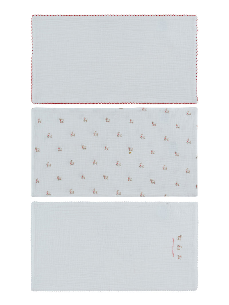 Kipp Baby – Red Petits Amis Burp Cloth Set of 3