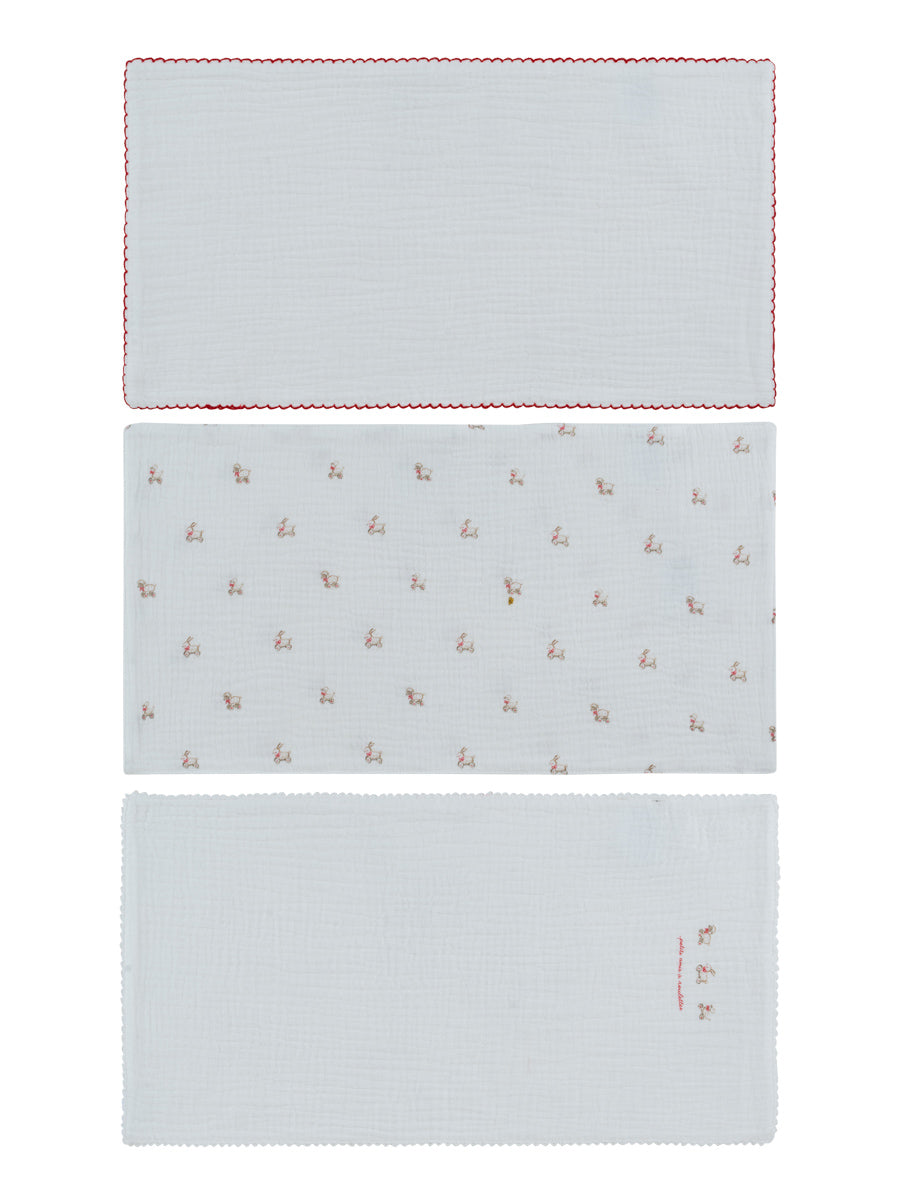 Kipp Baby – Red Petits Amis Burp Cloth Set of 3