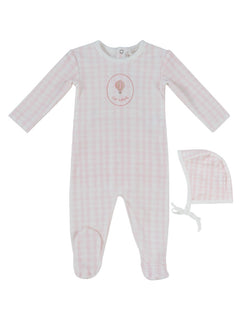 Kipp Baby Pink Ciel Enfant Gingham Footie & Hat
