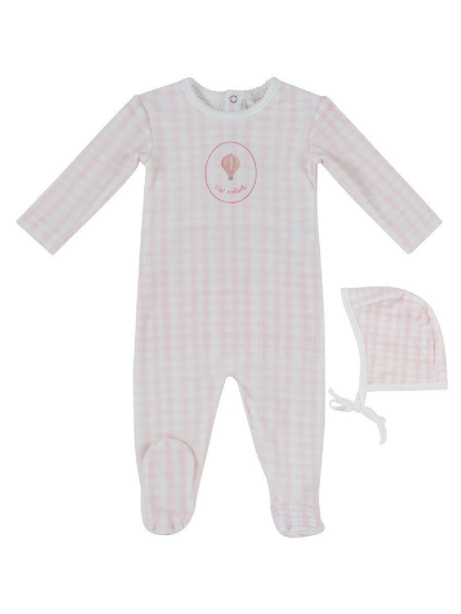 Kipp Baby Pink Ciel Enfant Gingham Footie & Hat