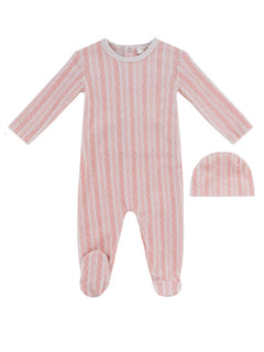Kipp Baby Pink Atelier Cable Footie & Hat Set