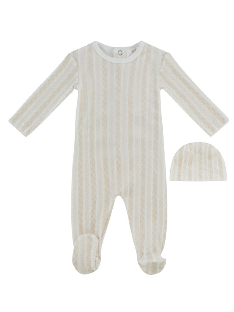 Kipp Baby White Atelier Cable Footie & Hat Set