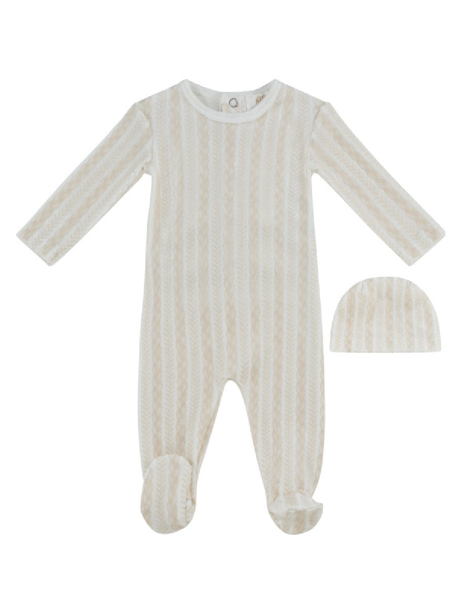 Kipp Baby White Atelier Cable Footie & Hat Set