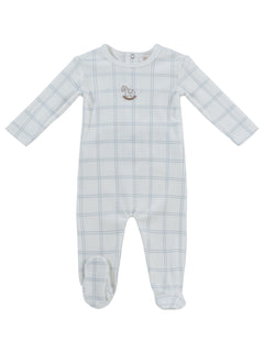 Kipp Baby Blue Whinny Plaid Footie Hat & Blanket Set