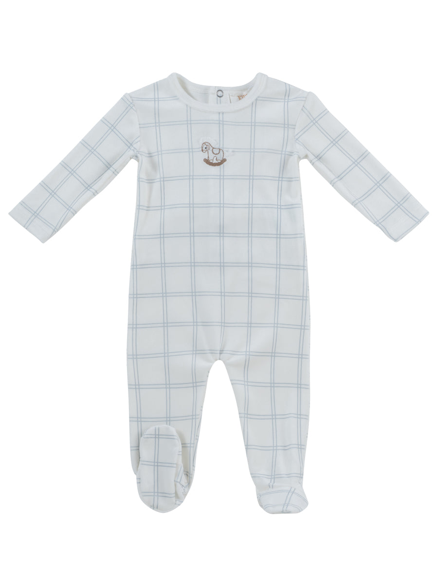 Kipp Baby Blue Whinny Plaid Footie Hat & Blanket Set