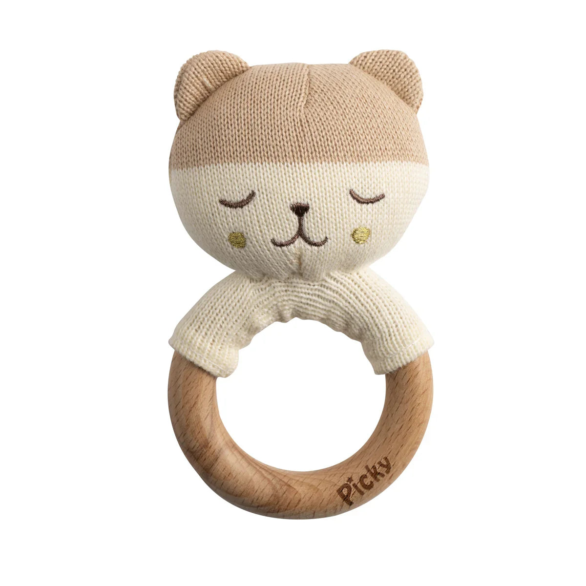 KNITTED TEDDY RATTLE TOY