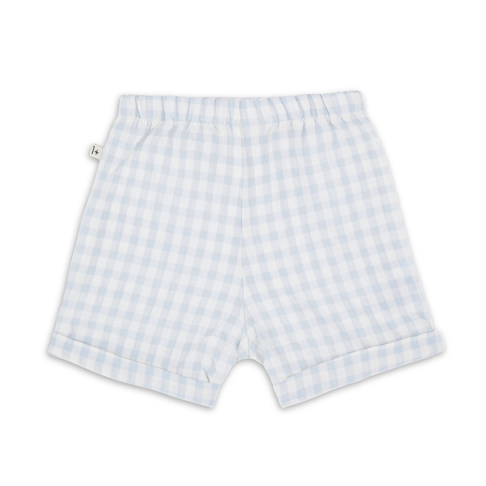 1+ in the family Misty Blue Bermuda Cotton Kids Shorts Elastic Waist