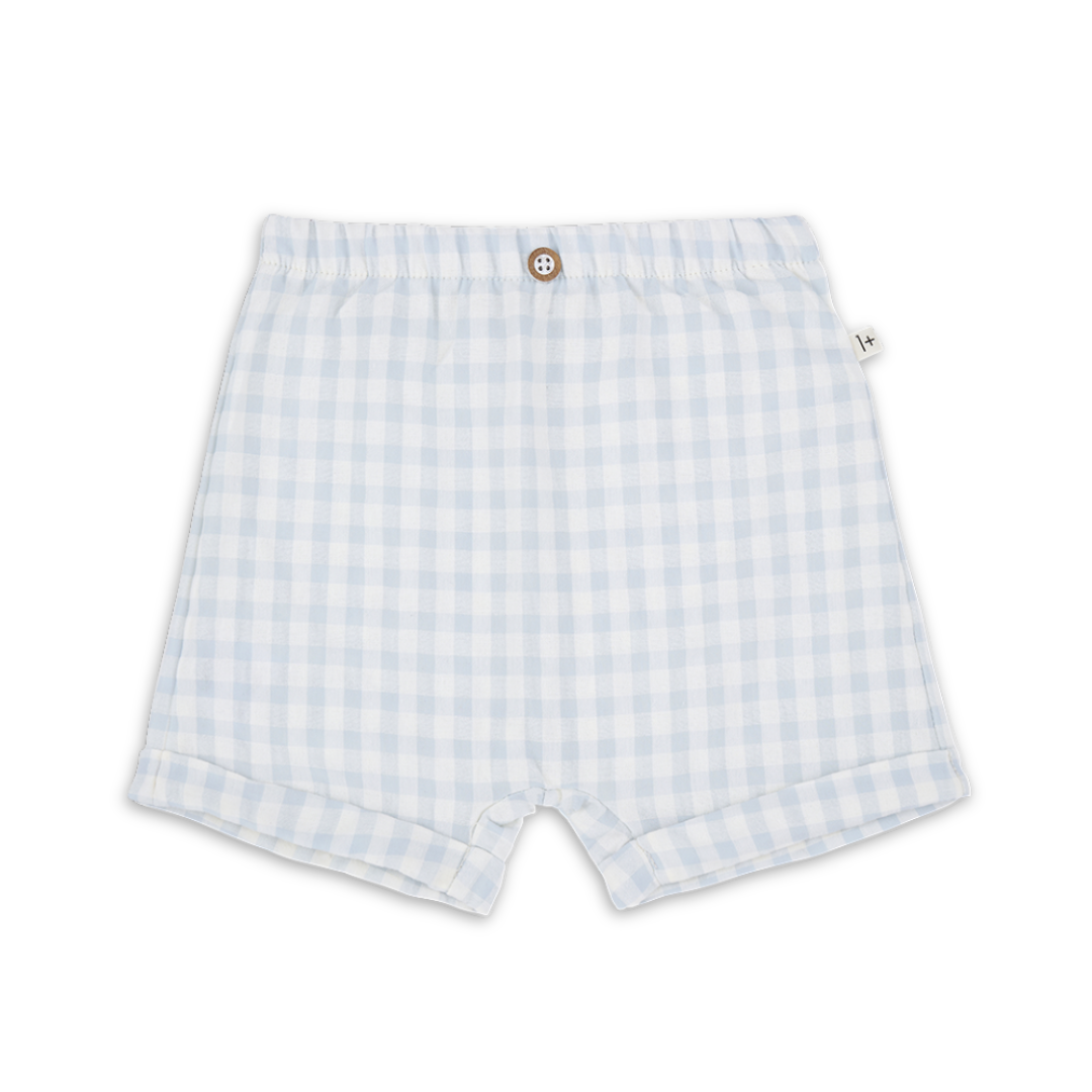 1+ in the family Misty Blue Bermuda Cotton Kids Shorts Elastic Waist