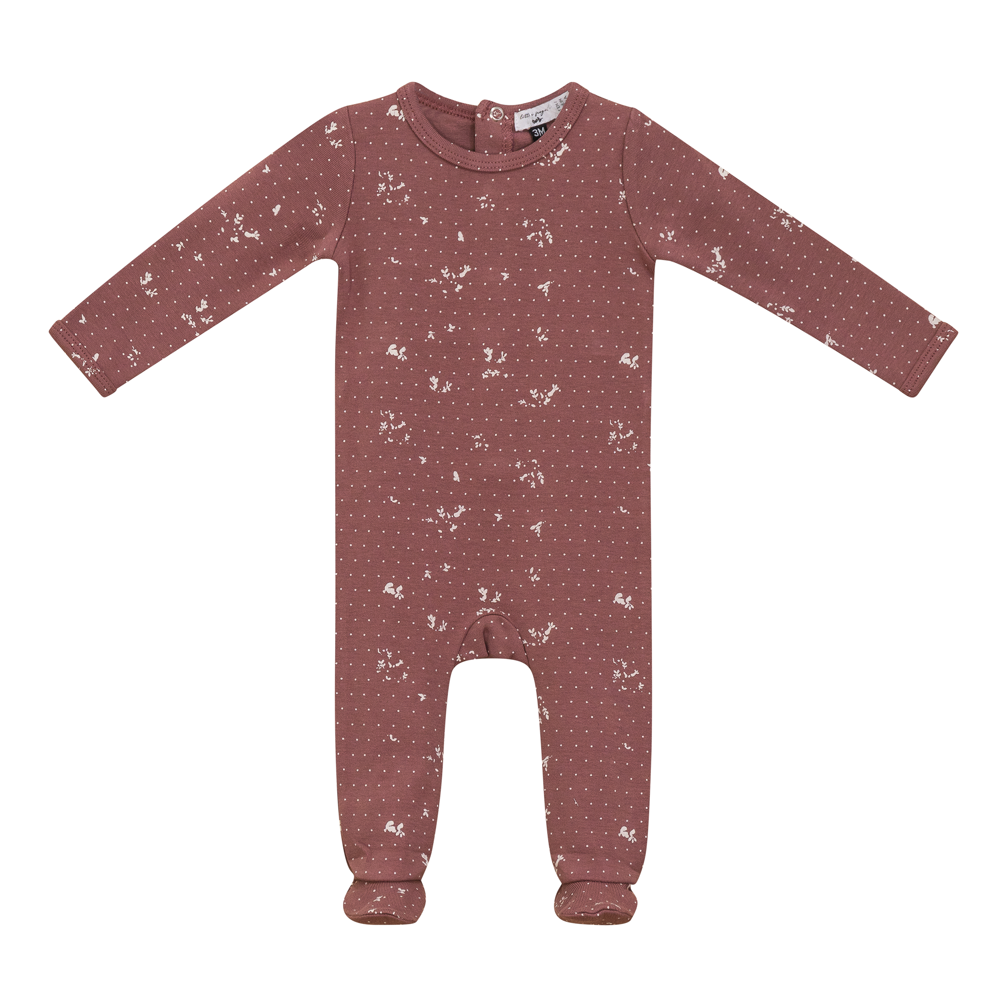 Little Fragile Rosette Print Fine Rib Footie
