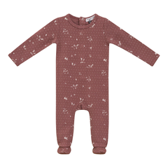 Little Fragile Rosette Print Fine Rib Footie
