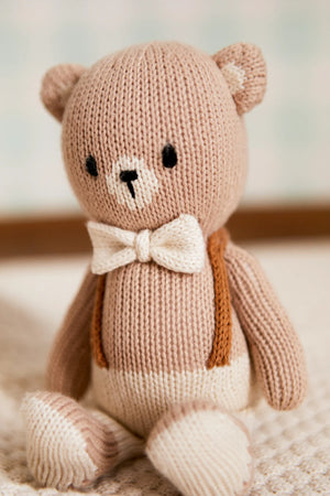 Tuntun Baby Bear W/ Bow Tie Natural 8"