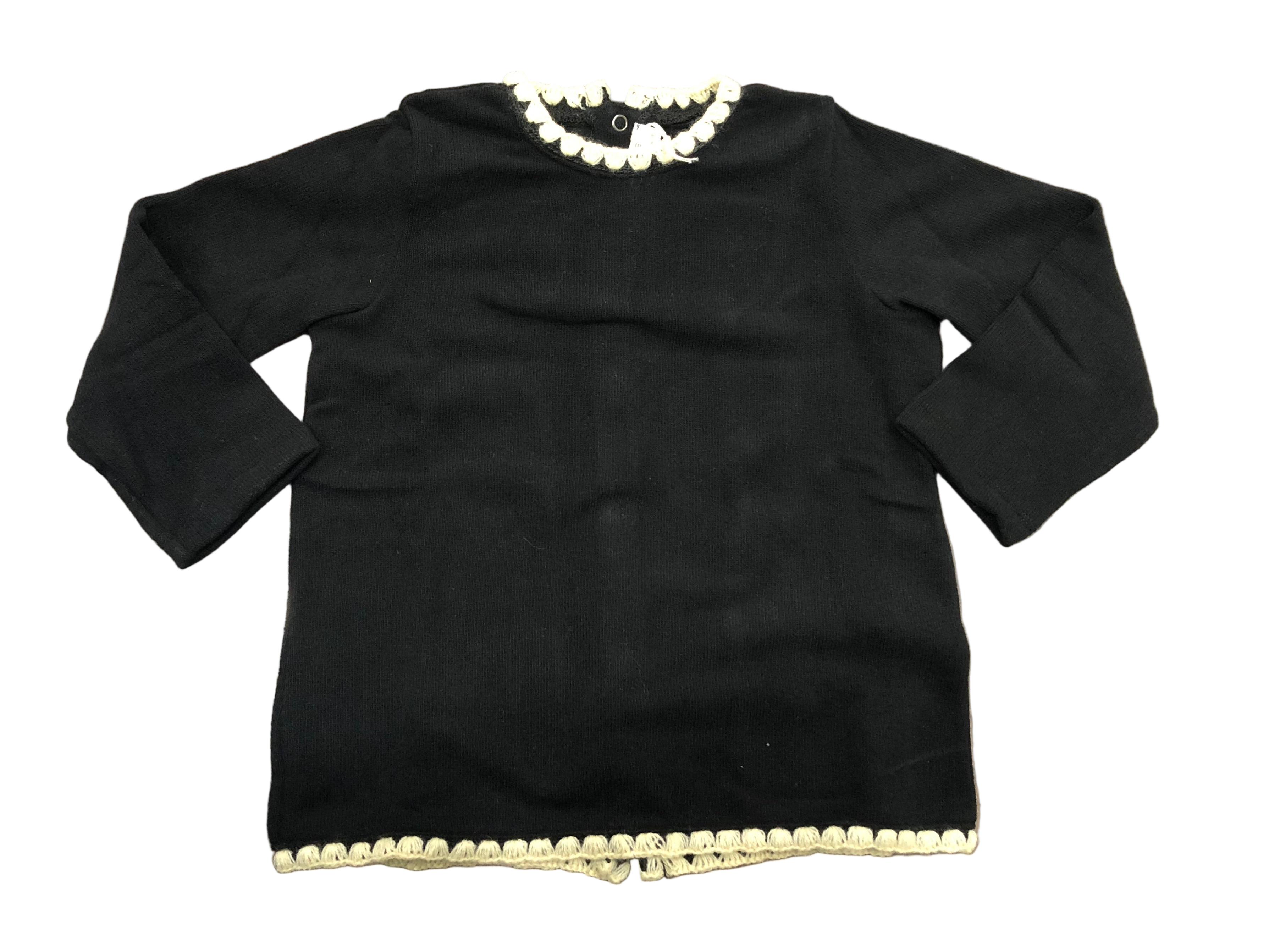 Toddler black carousel stitching top 