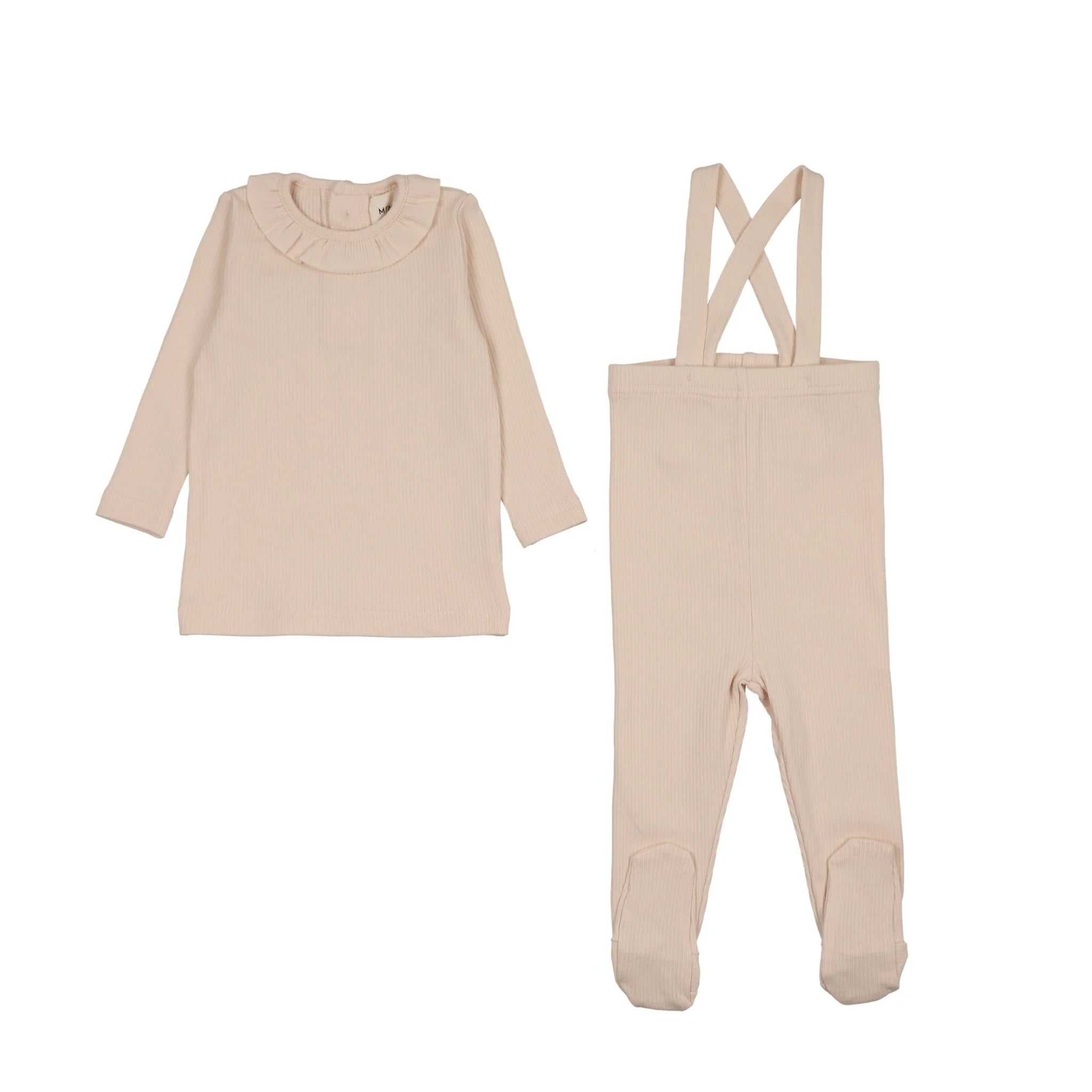 Mema Knits rib ruffle collar 2-piece set