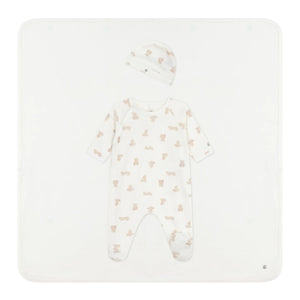 Petit Bateau – Teddy Print Footie, Hat & Blanket 3-Pc Set