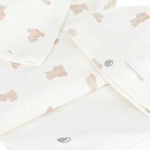 Petit Bateau – Teddy Print Footie, Hat & Blanket 3-Pc Set