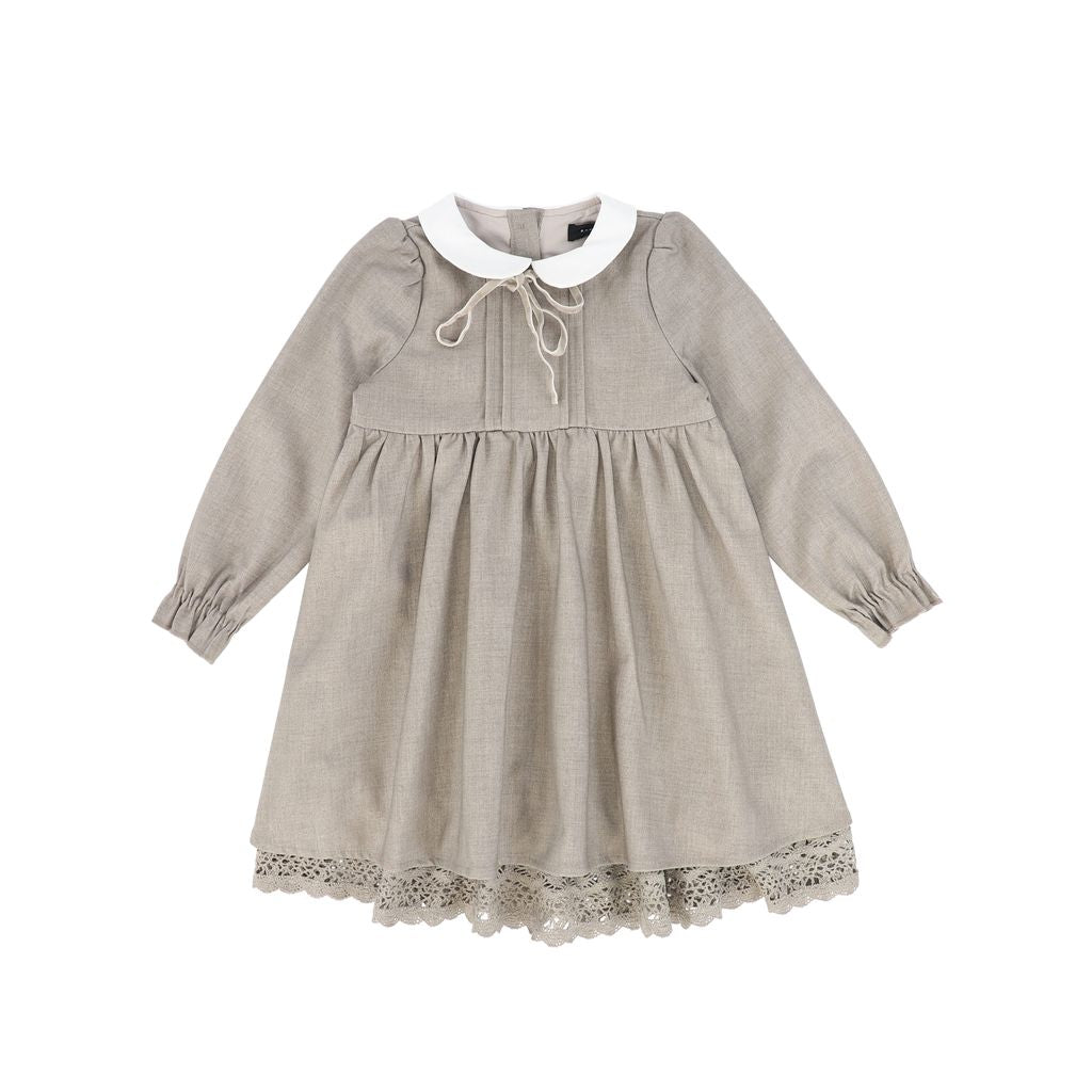 Bamboo - Wool Collar Pleat Front Dress