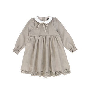 Bamboo - Wool Collar Pleat Front Dress
