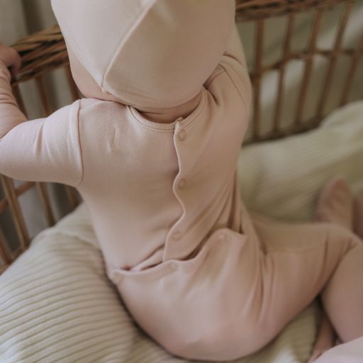 Mema Knits Old Rose/Mink Little and Loved Footie + Beanie