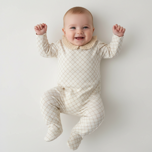 Bebe Organic Baby Natural Marine Footie & Bonnet Set