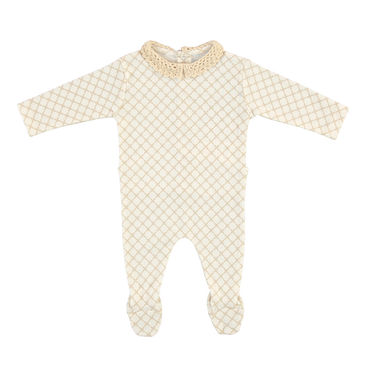 Bebe Organic Maree Natural Marine Knot Collar Footie + Bonnet