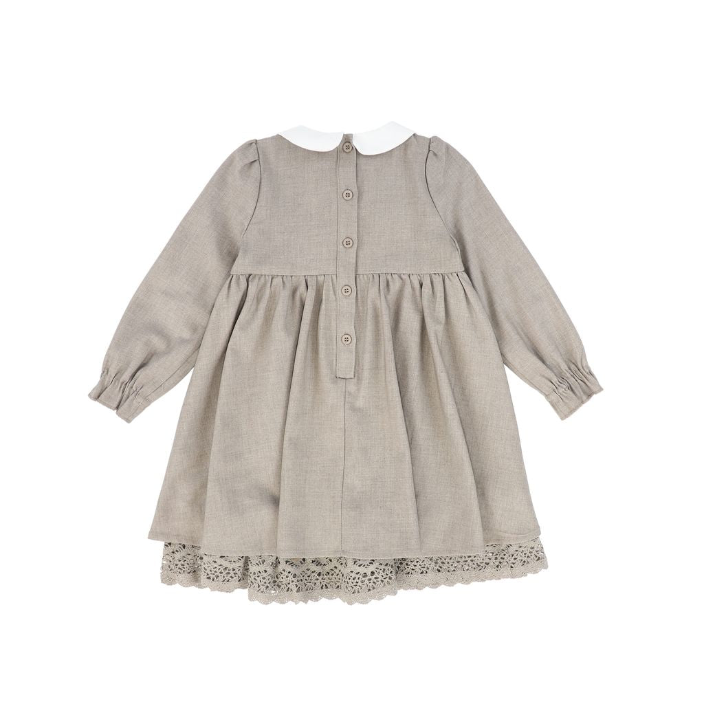 Bamboo - Wool Collar Pleat Front Dress
