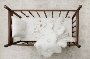 Baby Gingham Floral Blanket & Pillowcase Set by Peluche – Soft Cotton Bedding
