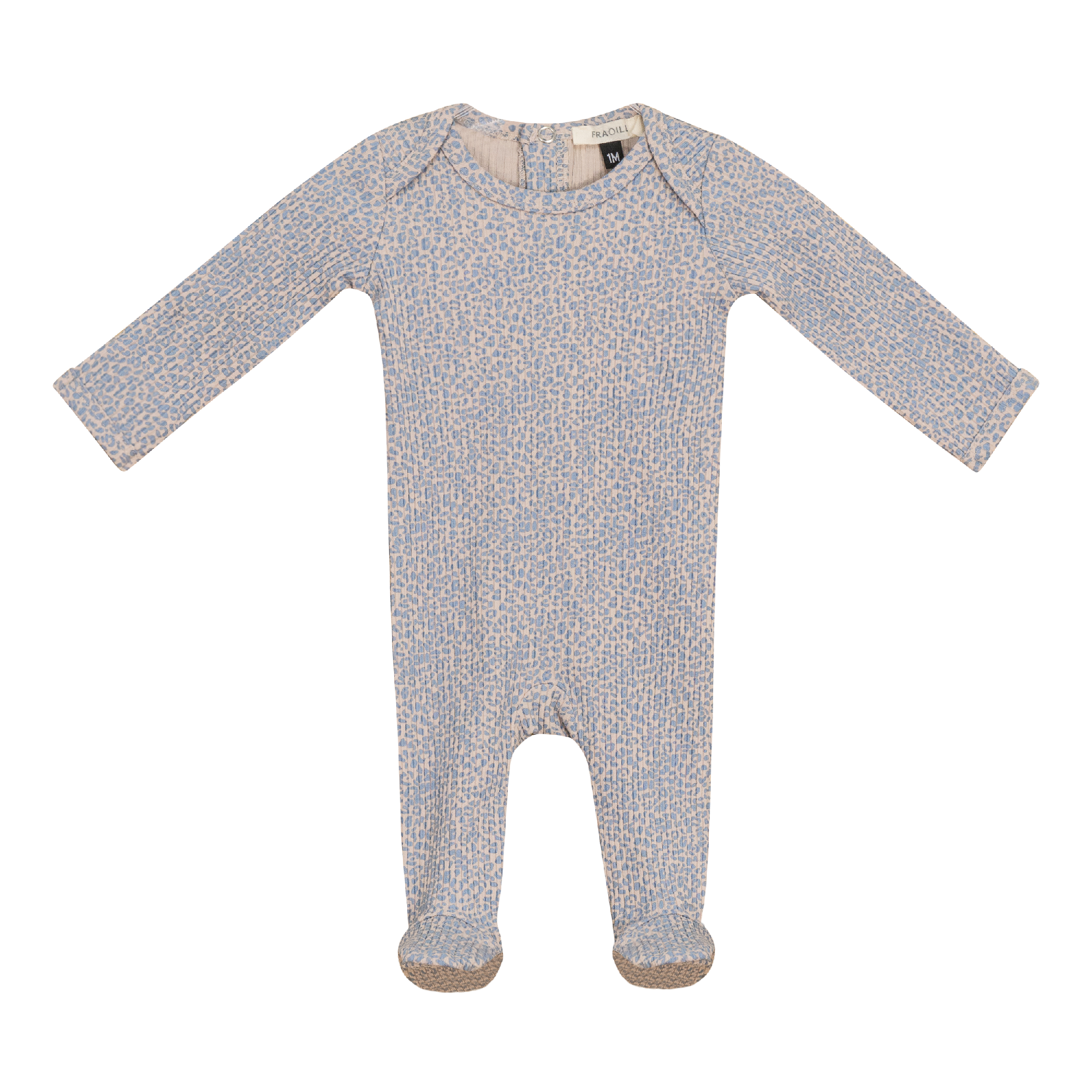 Fragile Beige/Blue Leopard Print Footie