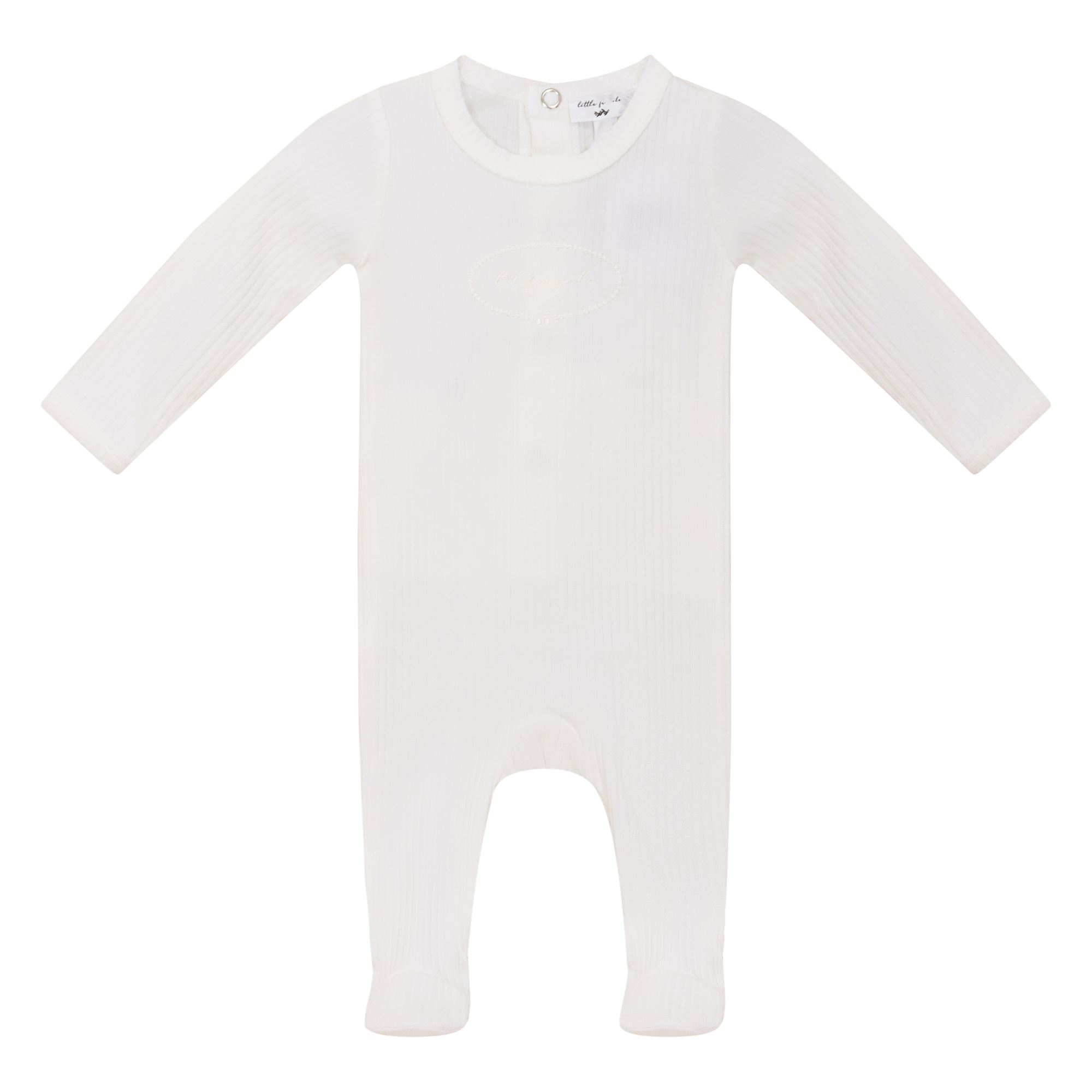 Little Fragile White Rib Chest Logo Footie
