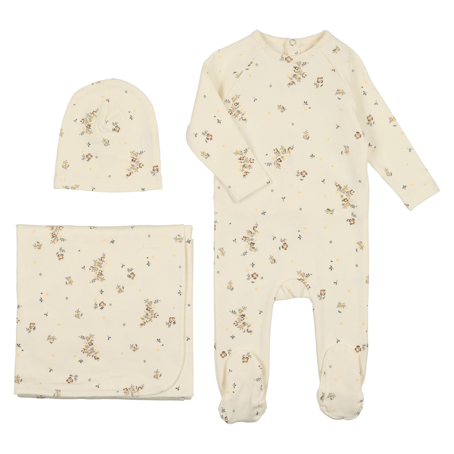 Mema Knits White Floral 3 Pc Set