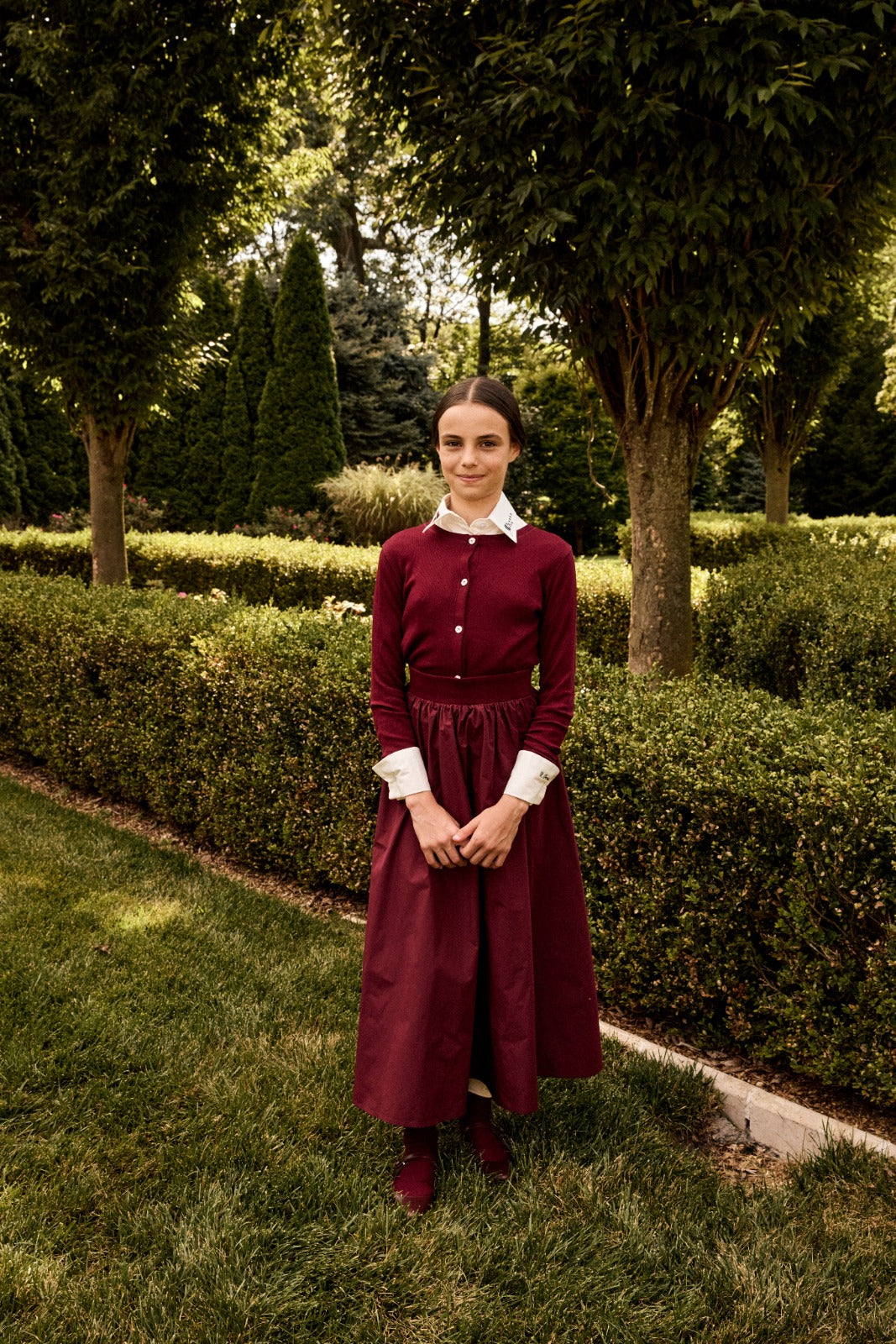 Parni Burgundy Teen Taffeta Skirt