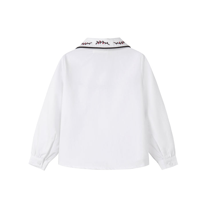 Nou Nelle White Embroidered Magenta Blouse