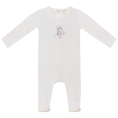 Fragile Off White/Pink Rib Footie