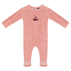 Whipped Cocoa Pink Velour Boat Footie