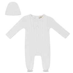 Bebe Bella White Pointelle Cherry Embroidered Footie