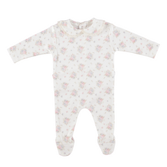 Bebe Organic Amora Blooms Collar Footie + Bonnet