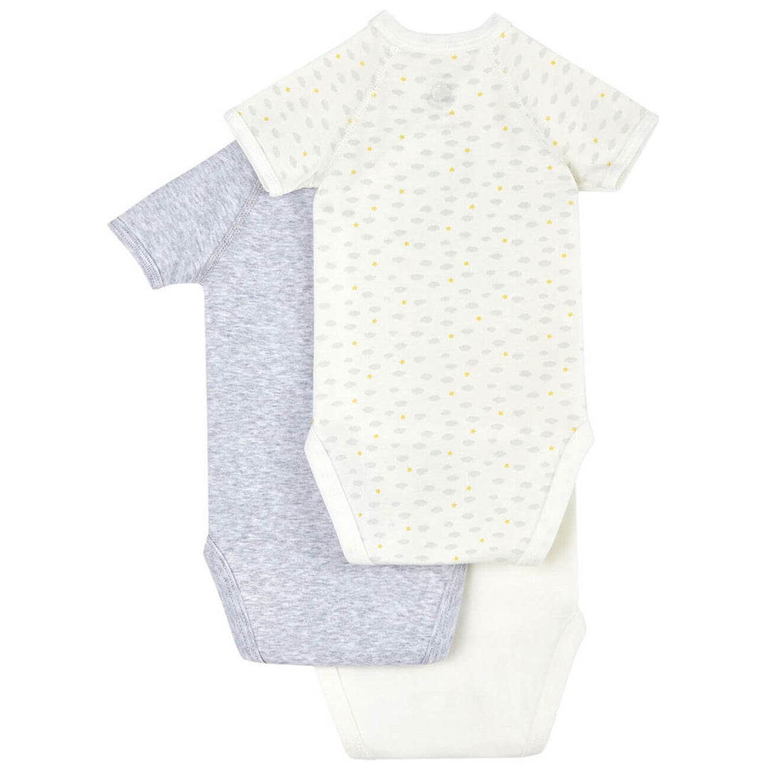 Petit Bateau Baby Kimono Onesie - Cloud 9 Bodysuits - Set of 3