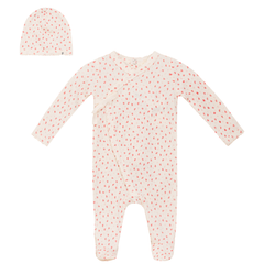 Fragile Cream/Red Crinkle Small Flower Footie Set