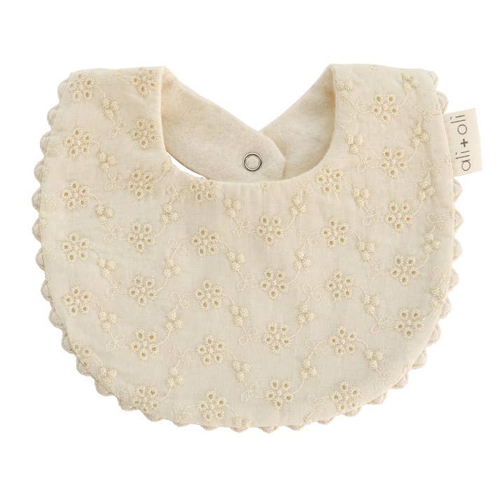 Ali+Oli - Cotton Baby Bib Double-Sided (Eyelet Flowers)
