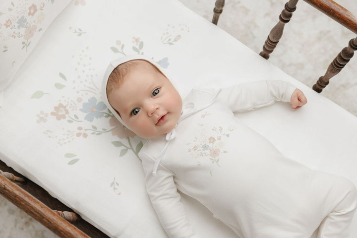 Peluche Pink Gingham Floral Footie Set