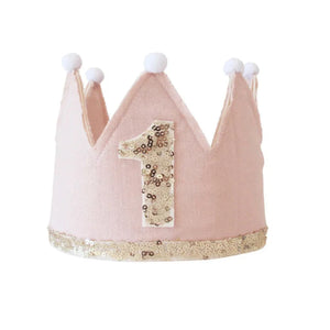 The elegant pink Alimrose 1st birthday crown for a one-year-old.