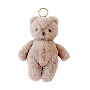 The Alimrose Mini Bear Bag Charm featuring grey faux fur.