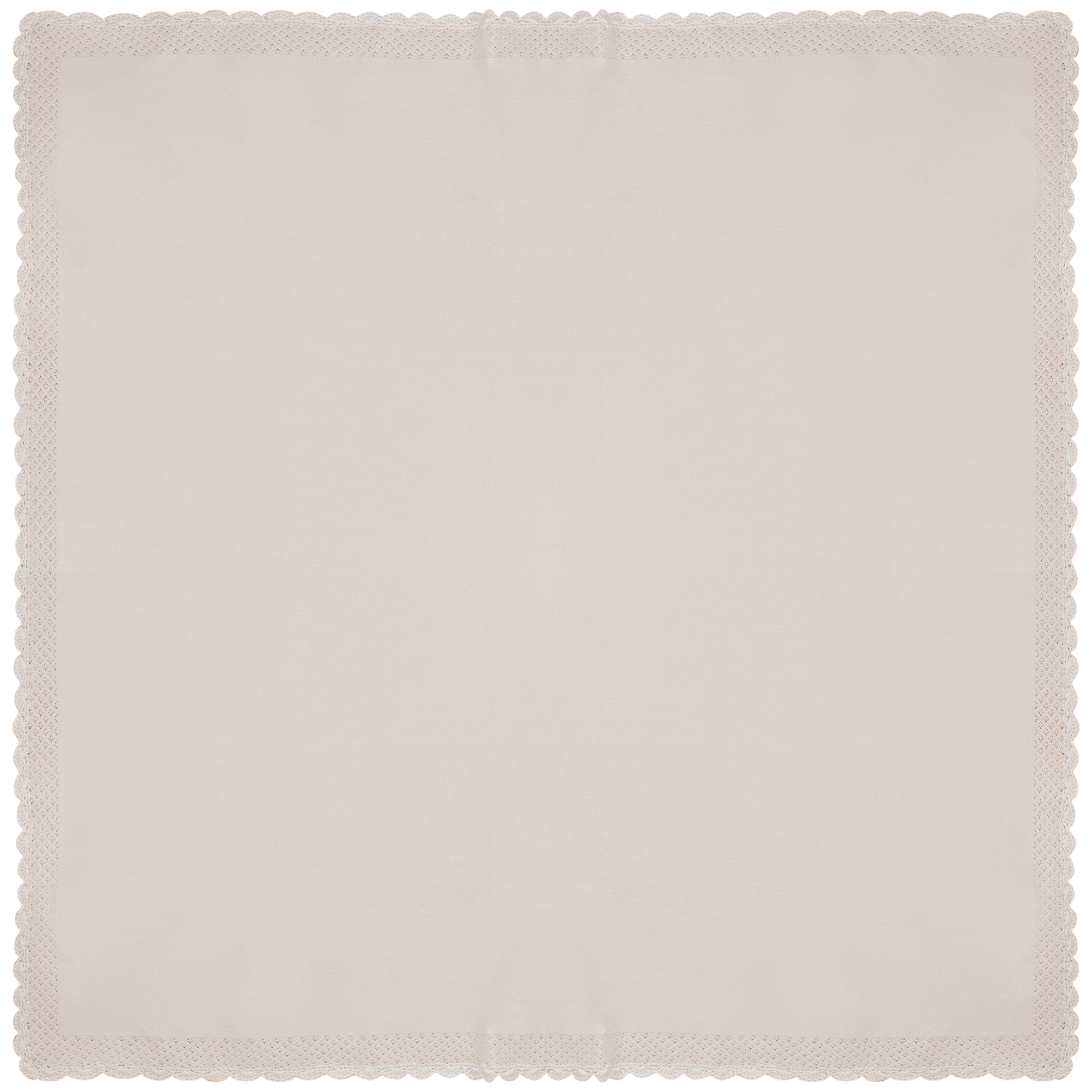 Bebe Bella Light Beige Crochet Trim Knit Blanket