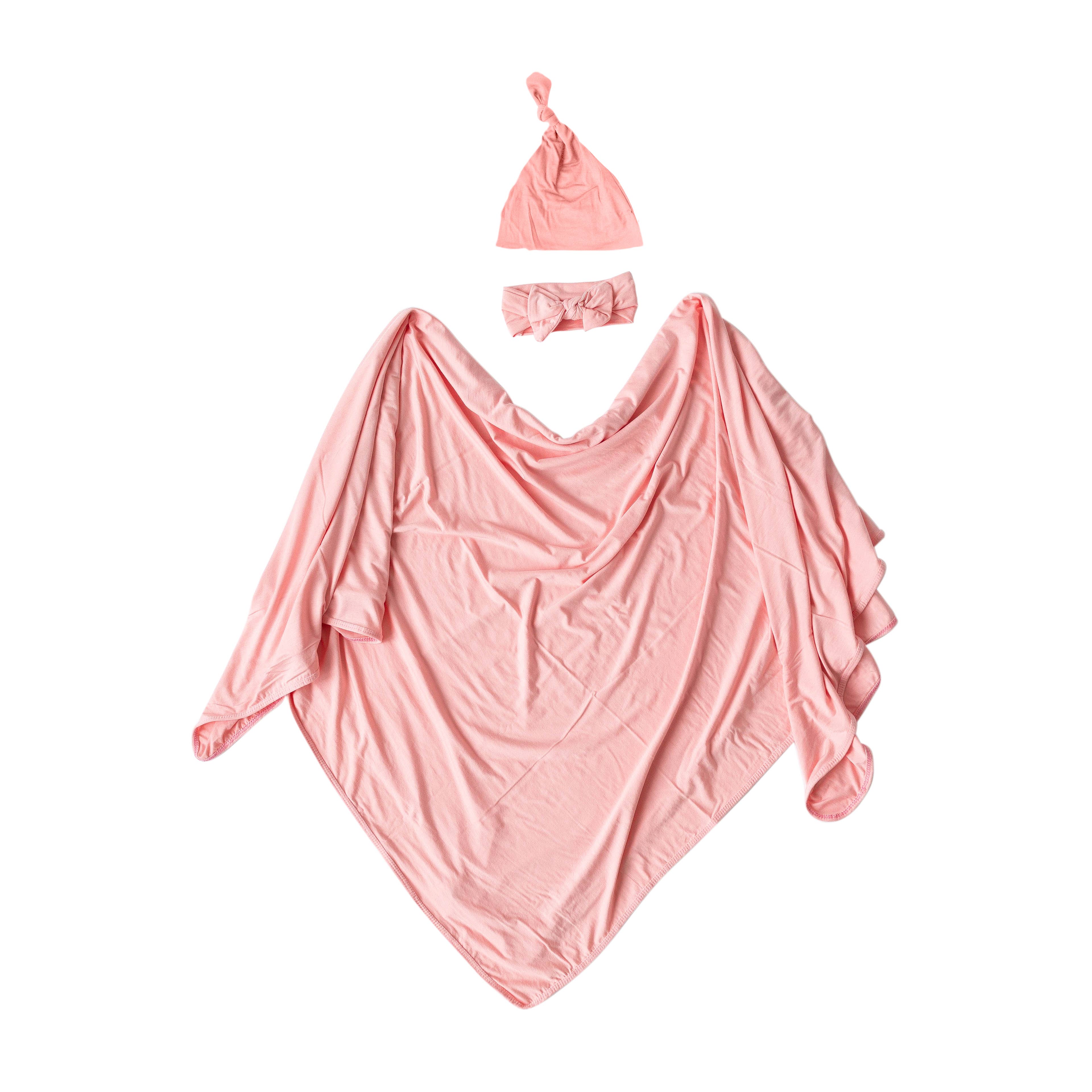 Stroller Society - Baby Blankets - Baby Swaddles - Baby Blanket for Girls, Boys: Pink / Swaddle Bow and Hat