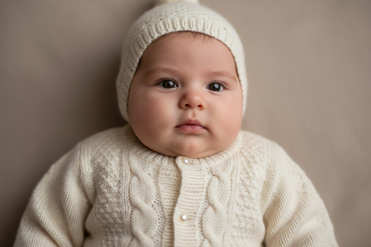 baby portrait with luxury knit