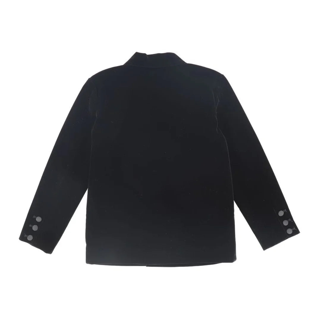 The clean back view of the Bamboo luxury tailored jacket.