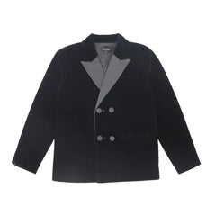 A front view of the Bamboo velvet and taffeta children's blazer.